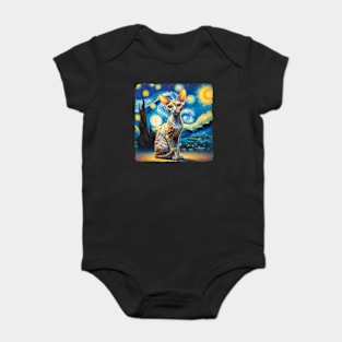 Cornish Rex Starry Night Inspired - Artistic Cat Baby Bodysuit